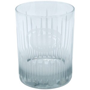 rocks glass with frosted Penn State Athletic Logo and spear cuts